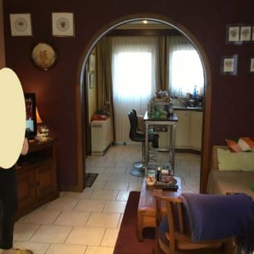 Gaëlle Maire - Architecte et décoratrice d'intérieur à Liège : Projet : Conception & rénovation d’une cuisine blanche et chêne foncé : Photo avant